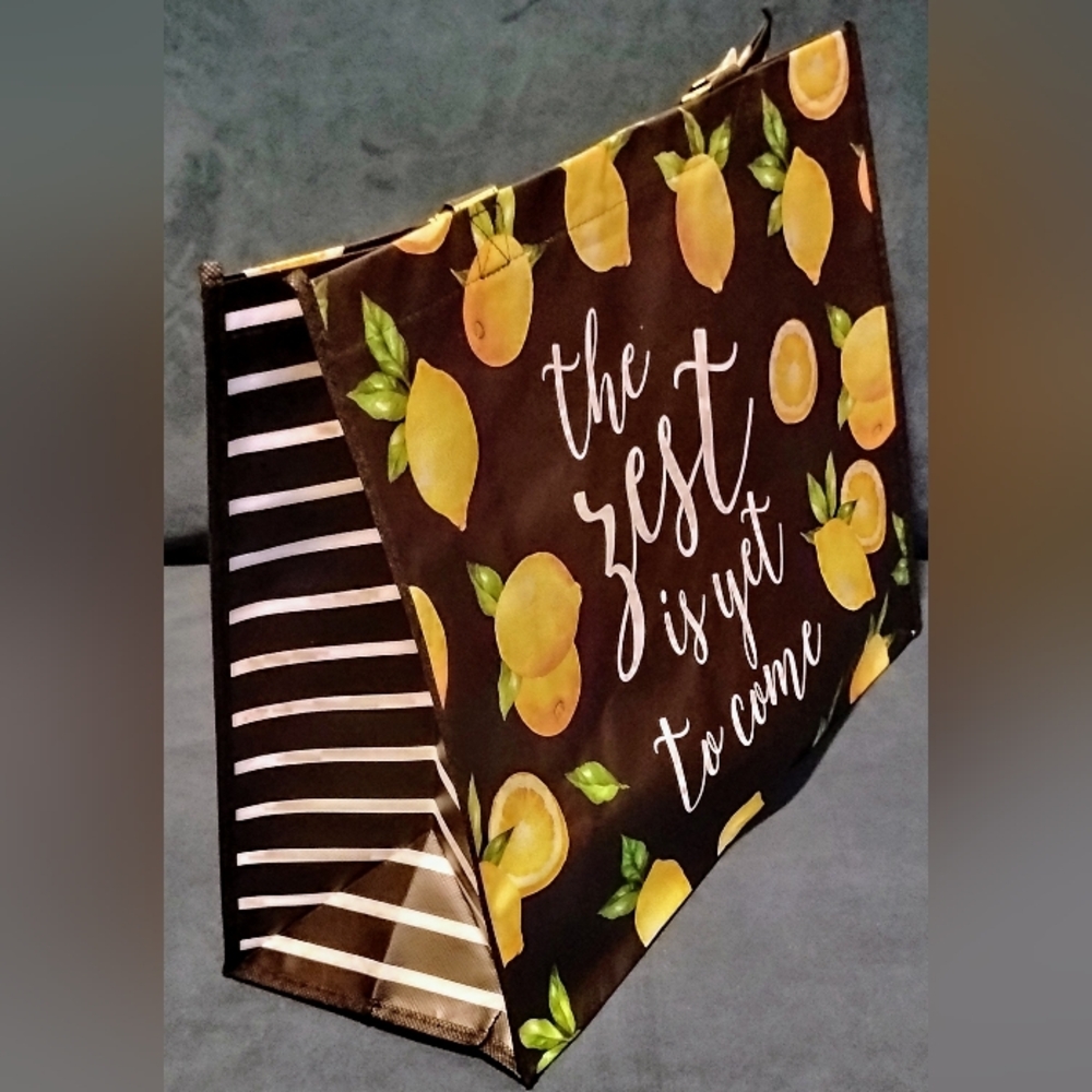 REUSABLE Lemon Print Tote Bag